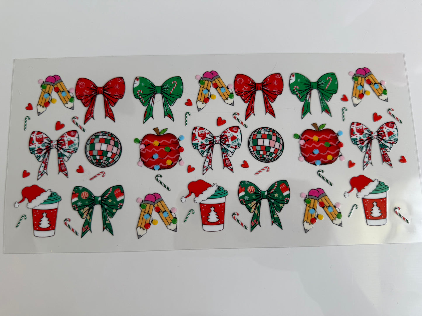 16oz Wrap - CHRISTMAS PENCIL BOWS - TEACHER