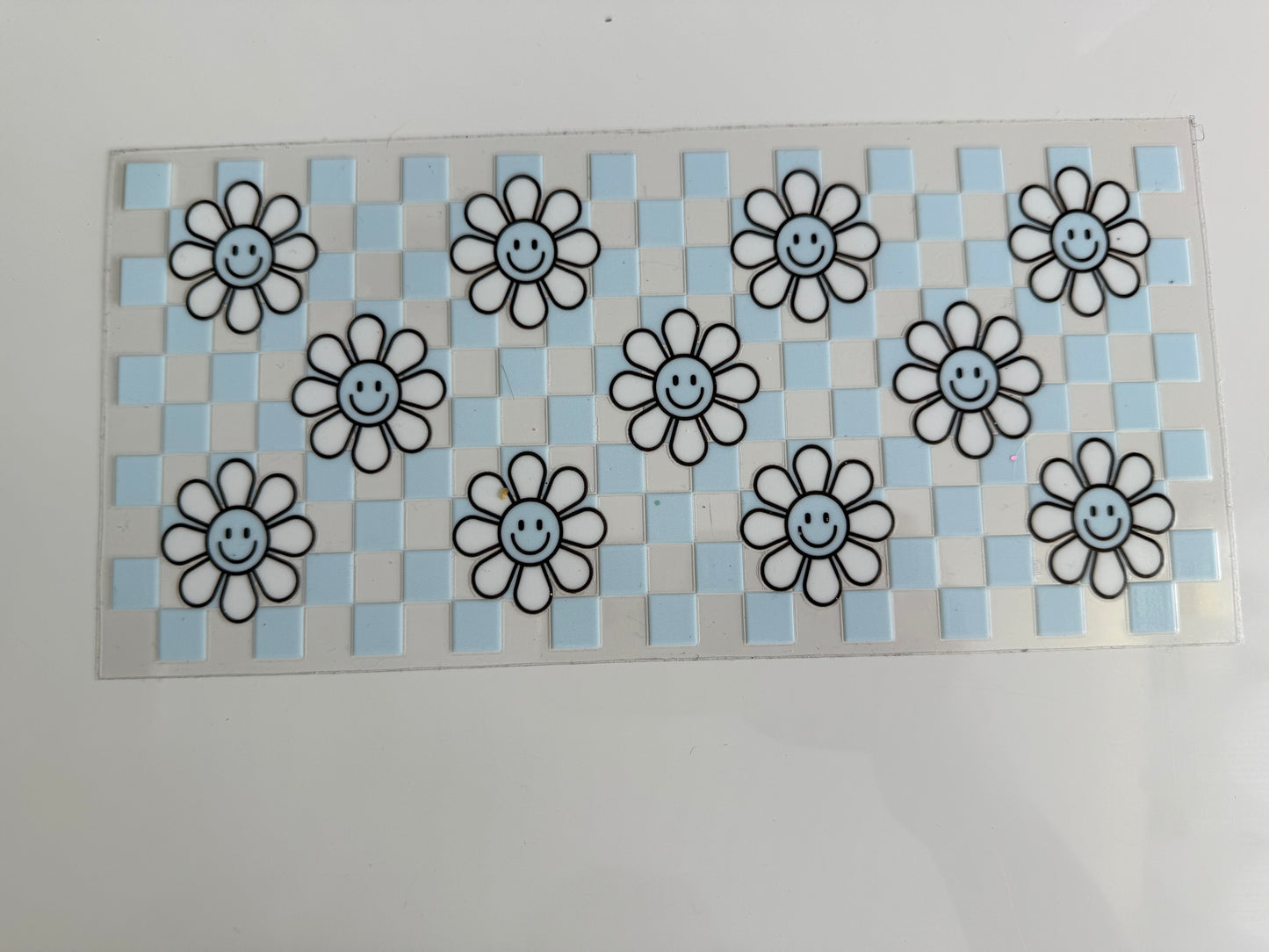 16oz Wrap - BLUE CHECKERBOARD FLOWERS