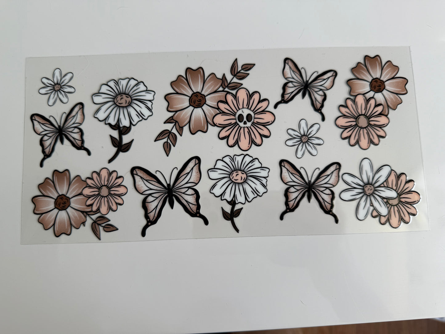 16oz Wrap - BUTTERFLIES & SKULL FLOWER