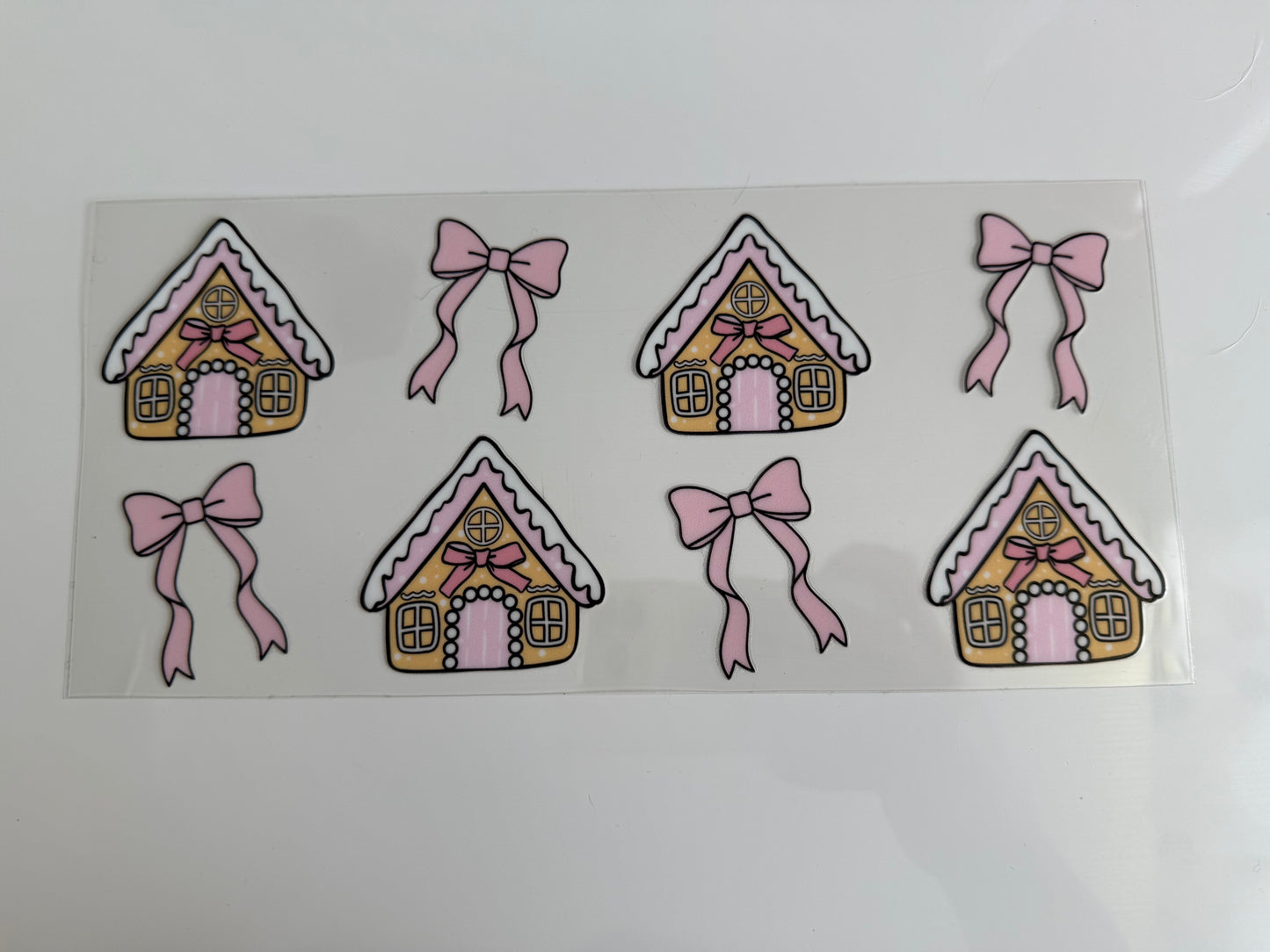 16oz Wrap - CHRISTMAS GINGERBREAD HOUSE & BOWS
