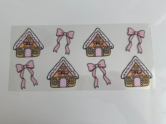 16oz Wrap - CHRISTMAS GINGERBREAD HOUSE & BOWS