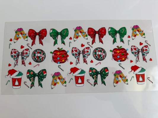 16oz Wrap - CHRISTMAS PENCIL BOWS - TEACHER