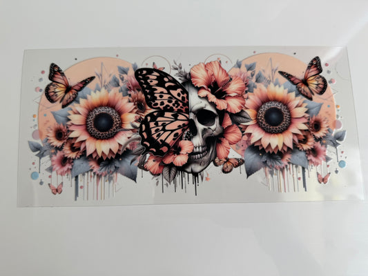 16oz Wrap - TATTOO GIRL - SKULL BUTTERFLY & FLOWERS
