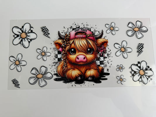 16oz Wrap - HIGHLAND COW & FLOWERS