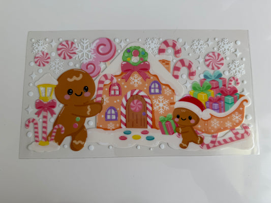 16oz Wrap - CHRISTMAS GINGERBREAD CANDY HOUSE & SLEIGH