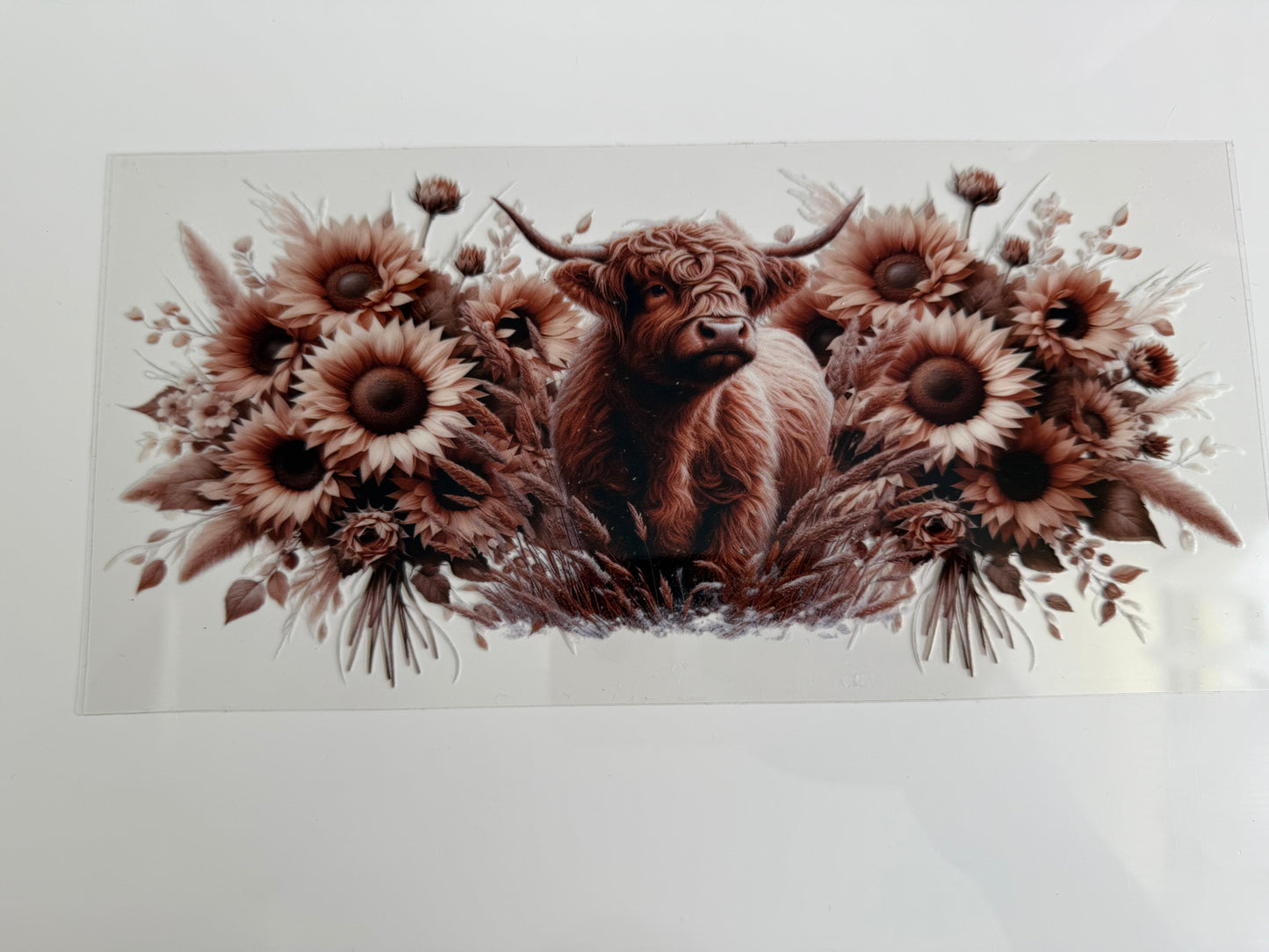 16oz Wrap - HIGHLAND COW & FLOWERS RUSTIC