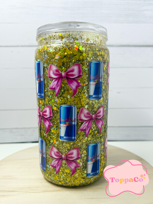 16oz Acrylic Tumbler - RED BULL PINK BOW