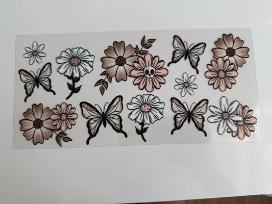 16oz Wrap - BUTTERFLIES & SKULL FLOWER