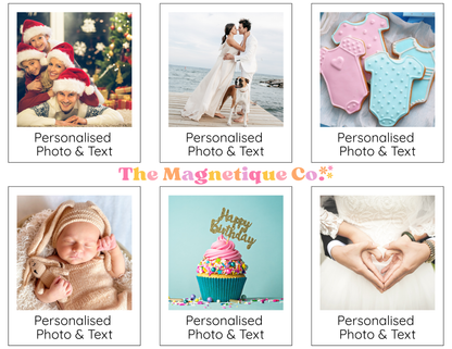 Personalised Polaroid-style magnets - Sheet of 6